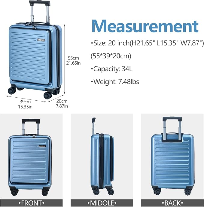 TydeCkare 20 Inch Carry On Luggage - Image 4