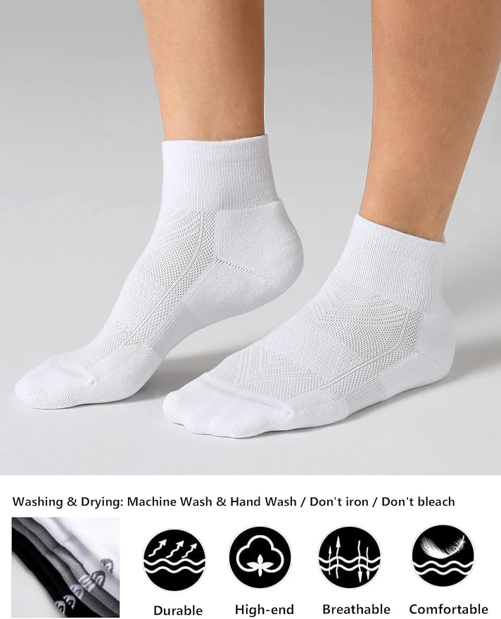 CS CELERSPORT 6 Pairs Women's Running Ankle Socks Athletic Sport Socks Cushioned - Image 3