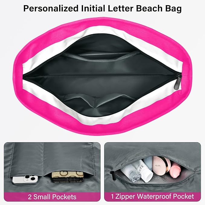 Becokan Beach Bag Initial Beach Tote - Image 4