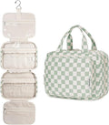 Narwey Hanging Toiletry Bag for Women Travel Checkered Makeup Bag Organizer by Narwey
