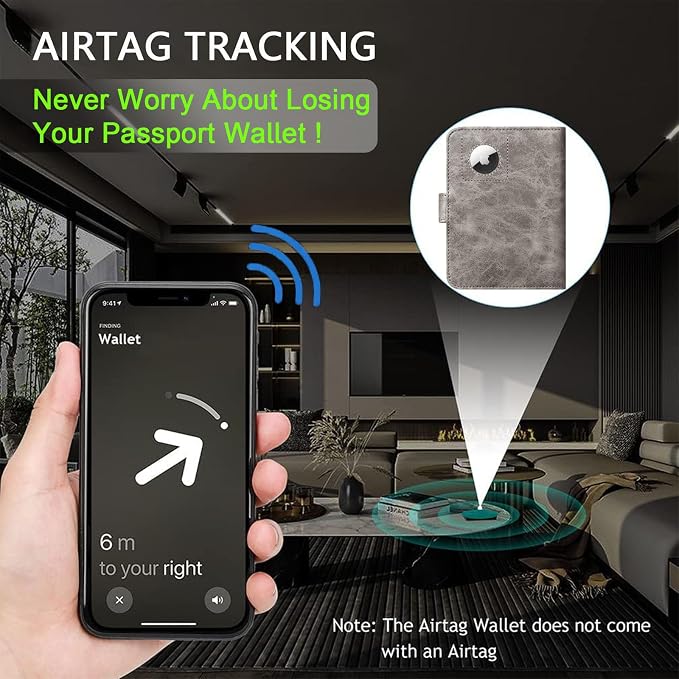 Airtag Passport Holder Cover Wallet RFID Blocking Leather Case Travel - Image 5