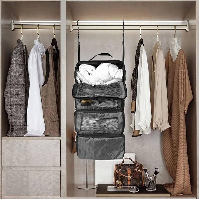 Suitcase Organizer, Travel Luggage Organizer Portable Hanging Travel Shelves - Image 7