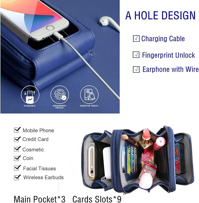 Crossbody Cellphone Purse Women Touch Screen Bag RFID Blocking Wallet Handbag - Image 2
