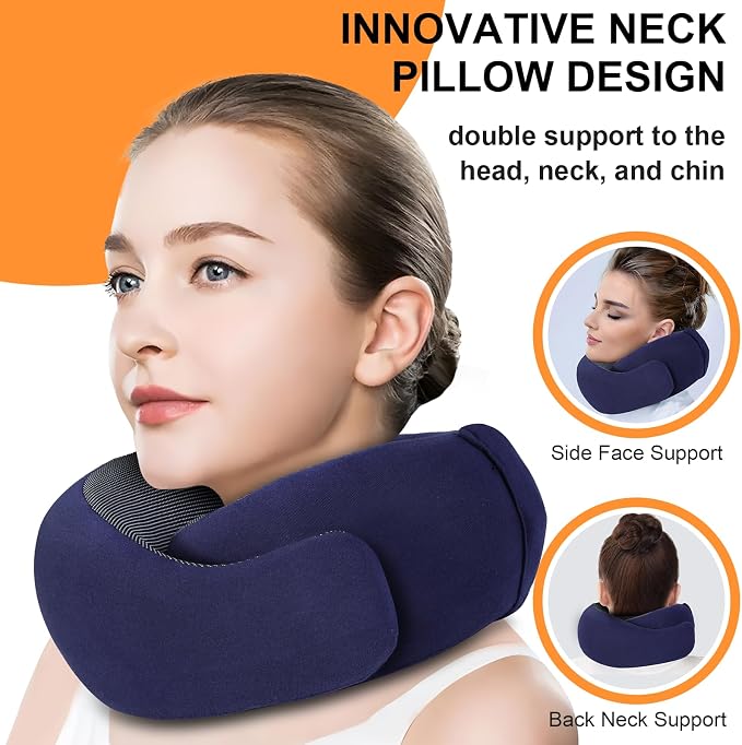 Travel Pillow - Hooded Neck Pillow Airplane Memory Foam Filling - Image 3