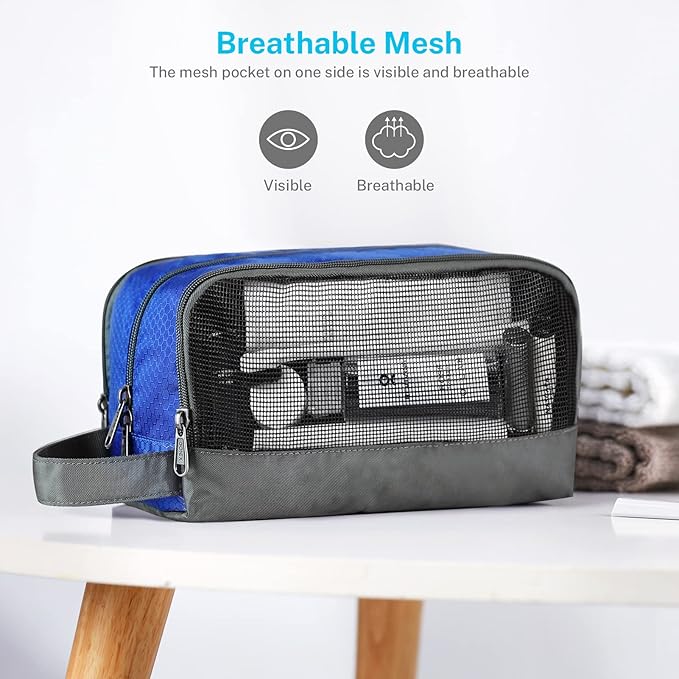 Gonex Travel Toiletry Bag Nylon, Dopp Kit Shaving Bag Toiletry Organizer Blue - Image 3
