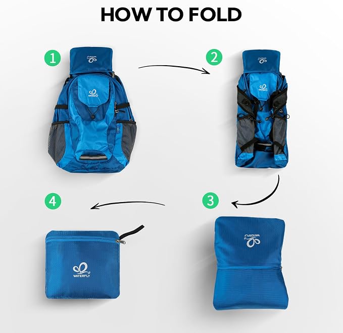 WATERFLY Lightweight Packable Hiking Backpack: 30L Foldable Travel Daypack - Image 6