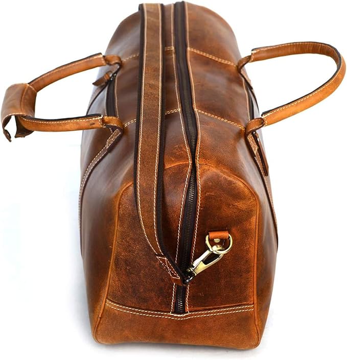KomalC Leather Duffel Bags for Men and Women Full Grain Leather Travel - Image 2