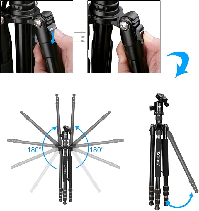 ZOMEI Z688 Travel Camera Tripod Aluminum Alloy Portable Monopod - Image 6