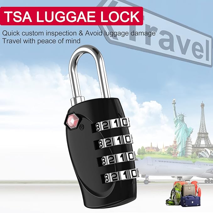 ZHEGE Suitcase Lock TSA Approved, 4 Digit Combination Luggage Lock Resettable - Image 2