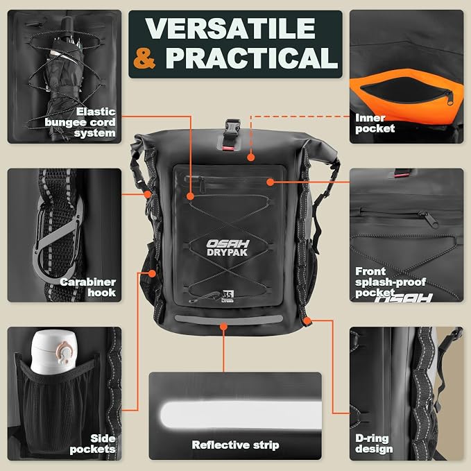 Waterproof Backpack Dry Bag 35L/55L/85L– Heavy Duty Roll-Top Hiking Backpack - Image 3