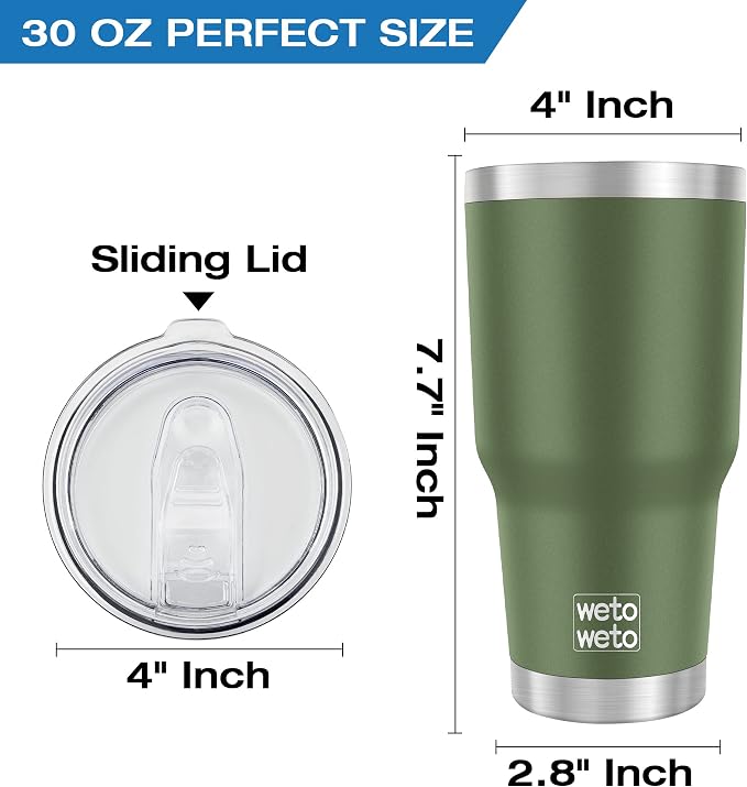 WETOWETO 30oz Tumbler, Stainless Steel Vacuum Insulated Water Coffee Tumbler Cup - Image 3