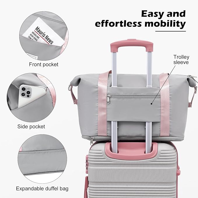 LONG VACATION 3 Piece Carry On Luggage 20 Inch Suitcase - Image 5