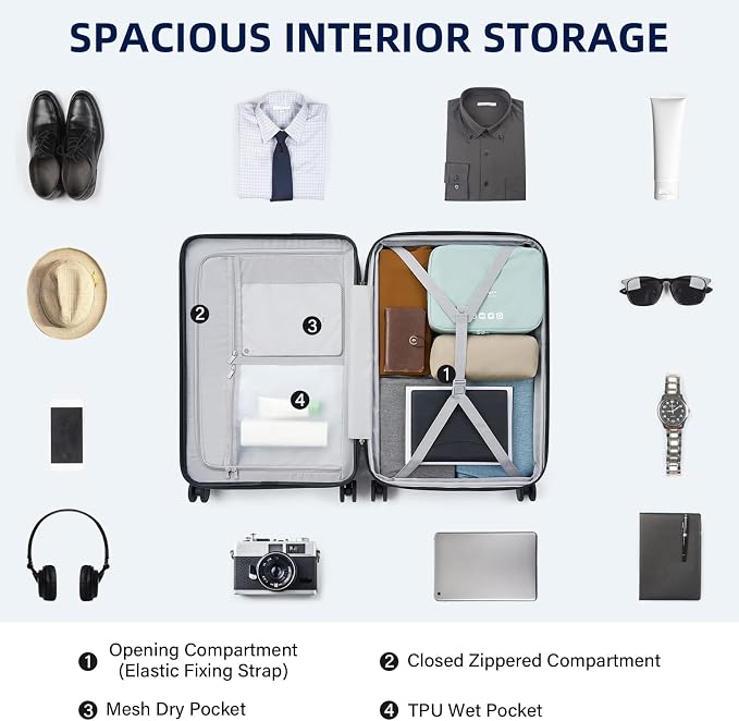 Hard Shell Suitcases Travel Expandable Luggage, 24 Inch Check in Luggage - Image 7