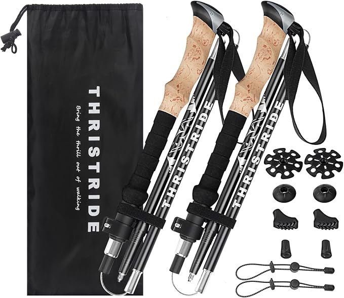 Trekking Poles Aviation Grade Aluminum Alloy-Strong Lightweight Collapsible by THRISTRIDE