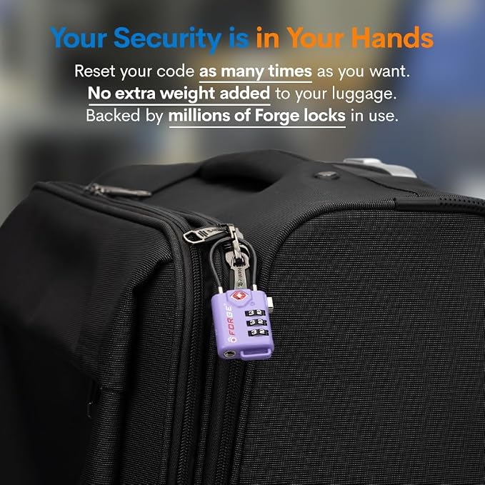 Forge TSA Approved Luggage Locks, Re-settable Combination - Image 5