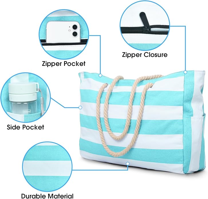Becokan Beach Bag Large Beach Tote Bag - Image 2