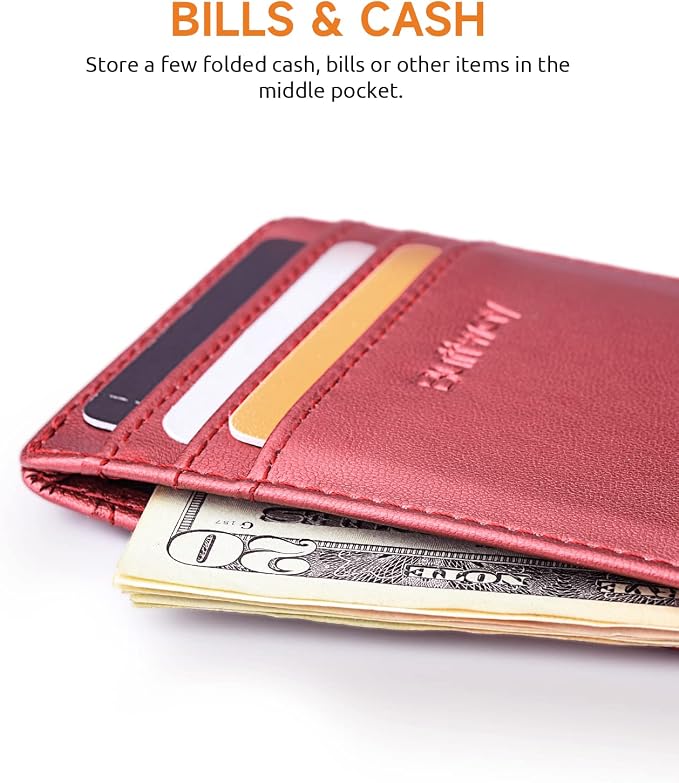 Buffway Mens Slim Wallet, Minimalist Thin Front Pocket Leather Credit Card - Image 5