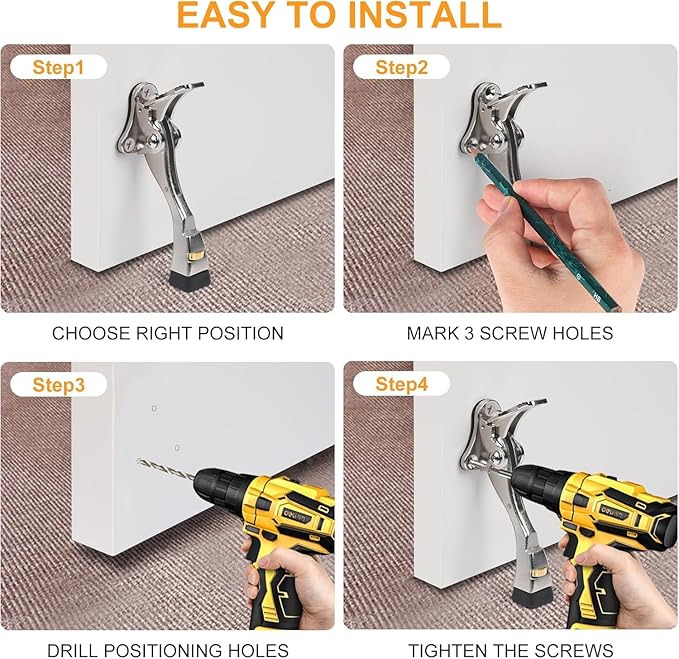 12 Packs Heavy Duty Kickdown Door Stopper, One Touch Adjustable Kickdown Door - Image 7