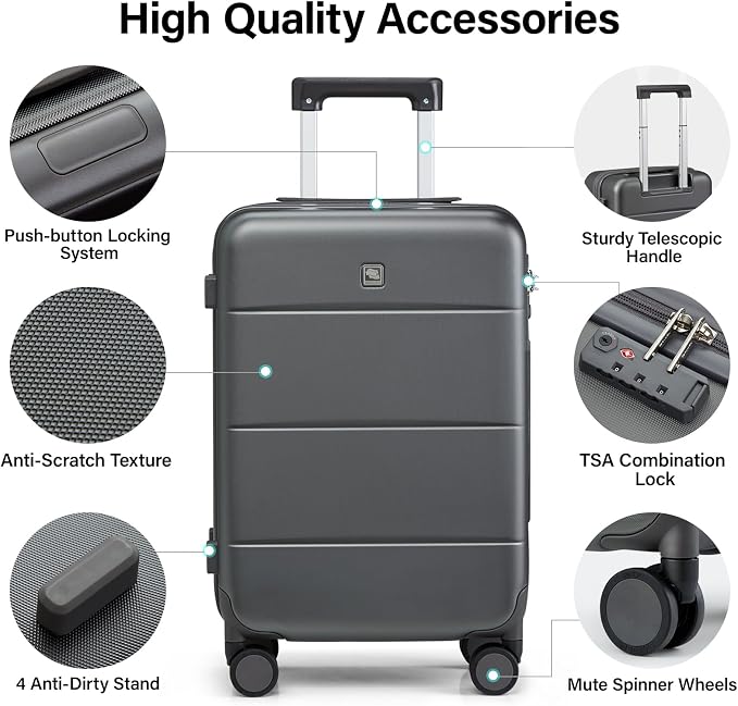 Hanke 28 Inch Luggage with Spinner Wheels Large Travel Suitcase Tsa Hard Case - Image 3