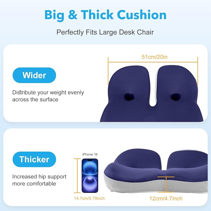 Seat Cushion, Office Chair Memory Cushion, Ergonomic Design, Relieve Sciatica - Image 6