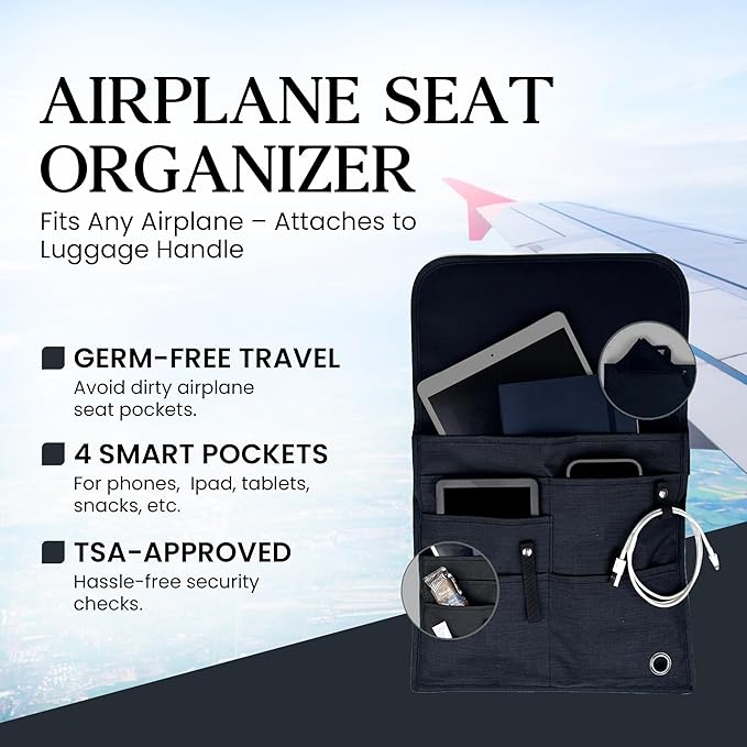 SO~MINE Airplane Pocket Organizer | Tray Table Cover | In Flight Seat Back - Image 3