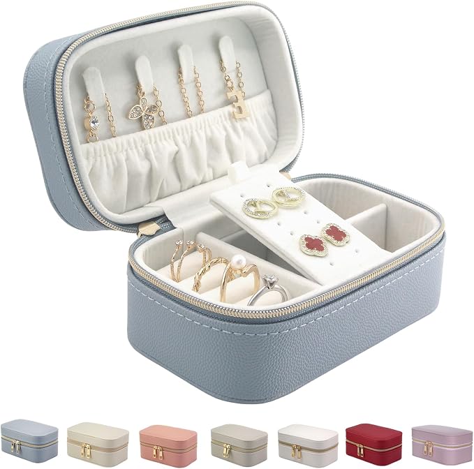 Small Jewelry Travel Case For Womens Small Rectangle PU Leather Jewelry Box by Betvivsmalltraveljewelrycase