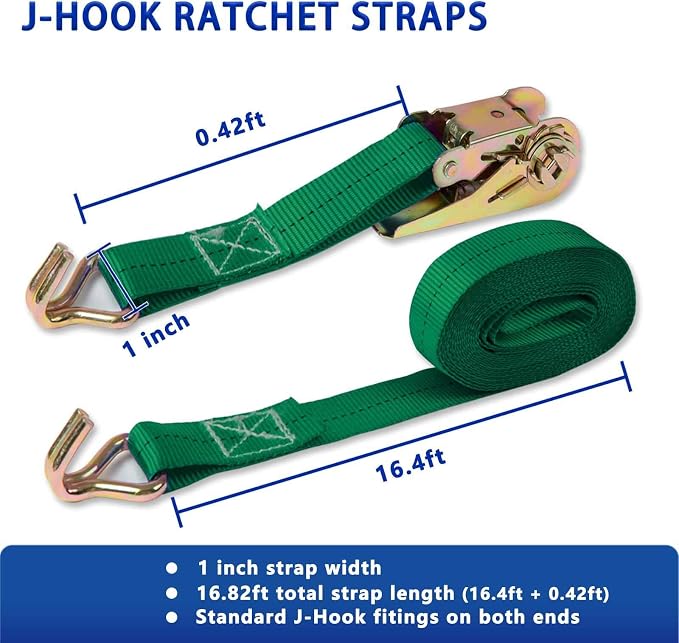 Ratchet Straps, 1 Inch x 16.4 Feet - Image 2