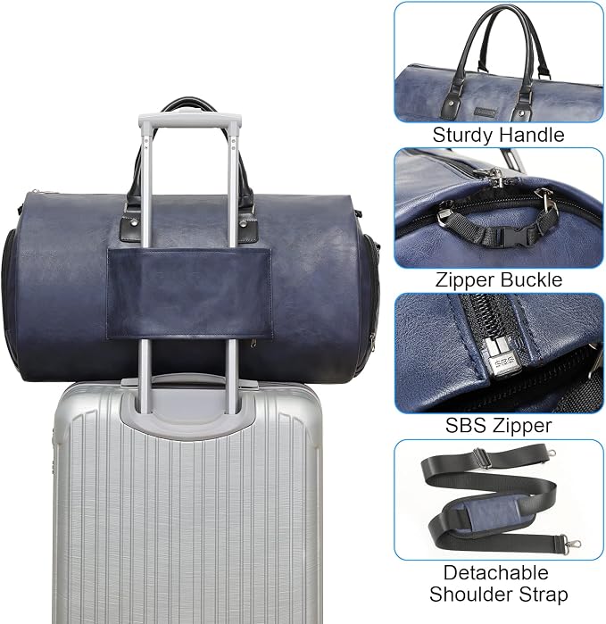Leather Garment Bag for Travel, Modoker Carry On Suit Carrier Travel Bag - Image 3