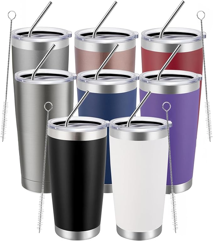 MEWAY 20oz Tumbler 8 Pack Double Wall Vacuum Insulated Travel Mug Bulk by MEWAY
