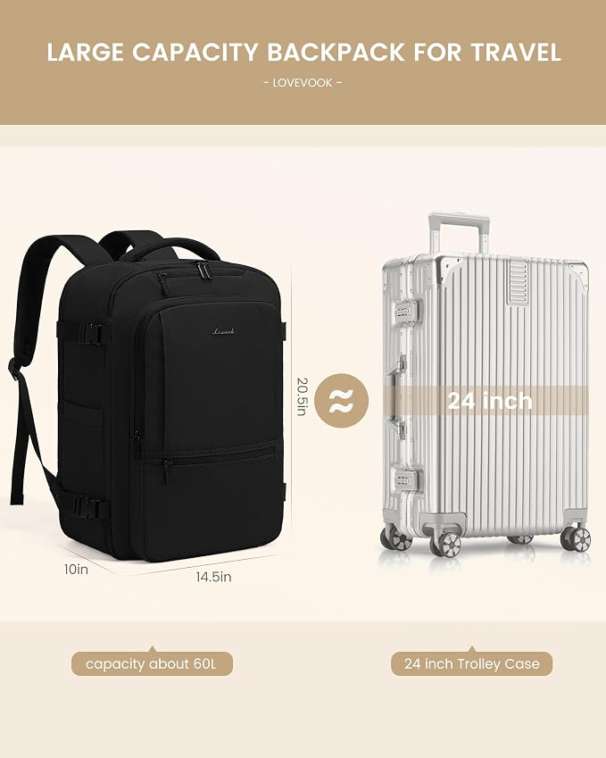 LOVEVOOK Travel Backpack for Women & Men, 60L Large Carry On Backpack Airline - Image 3