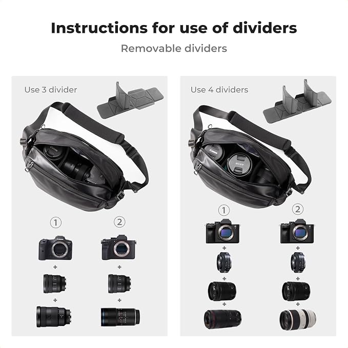 K&F Concept 2 in 1 Sling Bag Everyday Shoulder Bag & Multifunction Photography - Image 3