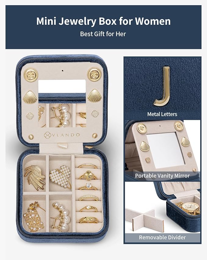 Vlando Birthday Gifts for Women Friendship, Personalized Initial Jewelry Box - Image 3