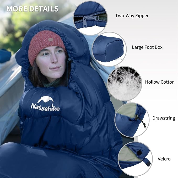 Naturehike Sleeping Bags for Adults, 23/39℉ Mummy Backpacking Sleeping Bag - Image 2