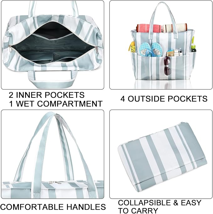 LEDAOU Beach Bag Waterproof Sandproof Women Tote Bag Pool Bag - Image 6