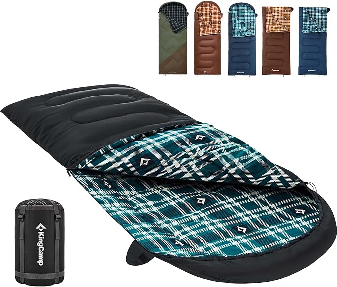 KingCamp Sleeping Bag for Adults, Cold Weather & Warm XL Big and Tall Flannel by KingCamp