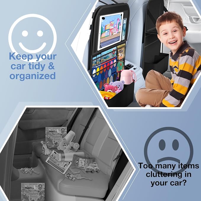 Car Backseat Organizer with table Tray, 9 Storage Pockets Backseat Car - Image 7