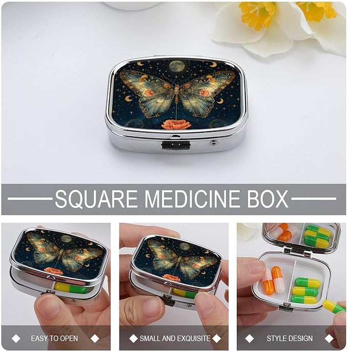 Metal 2 Compartment Pill Organizer Travel Friendly Portable Compact Pill Box - Image 4