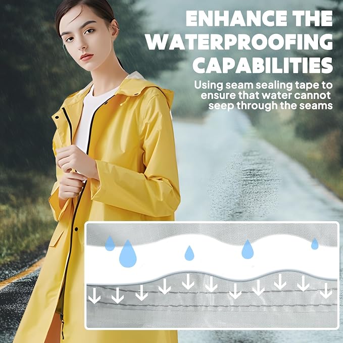ANYOO Waterproof Rain Poncho Lightweight Reusable Hiking Hooded Coat Jacket - Image 6