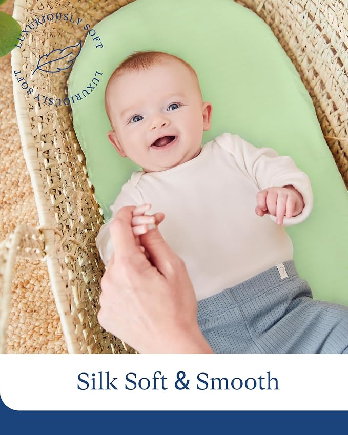 PurComfy Supersoft Fitted Bassinet Sheets, Premium Bamboo Viscose Cradle Sheets - Image 2