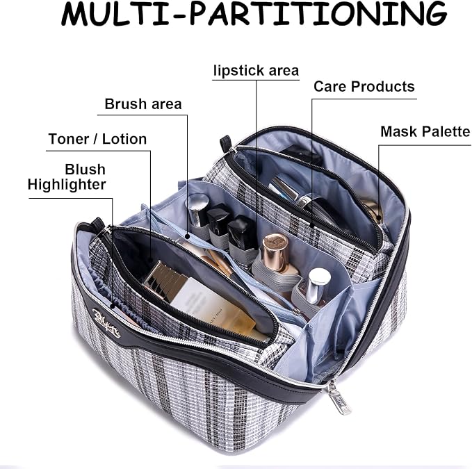 Travel Makeup Bag for Women: Large Capacity Open Flat Make up Bag Set of 3 - Image 6