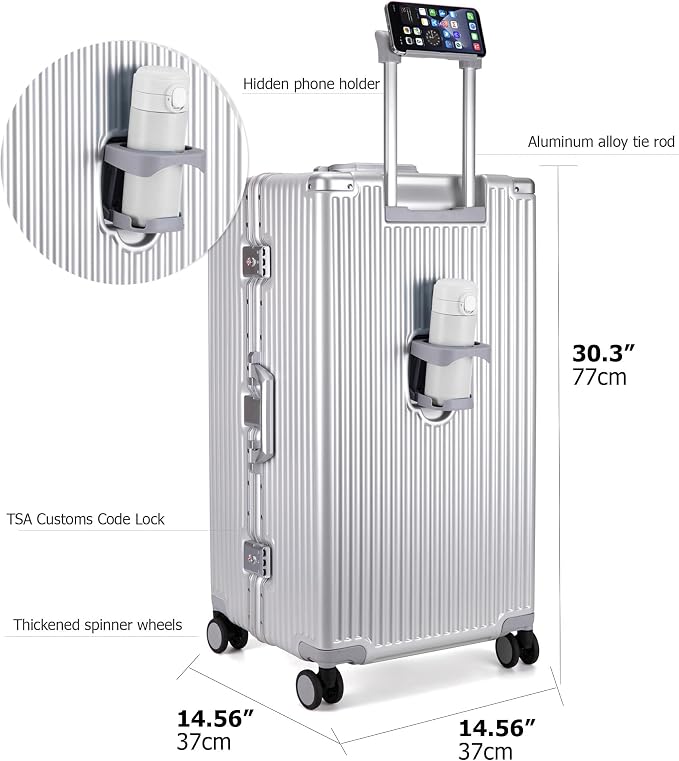feilario 30in Super Large Captain Aluminum Frame Hardside Spinner Wheels Luggage - Image 4