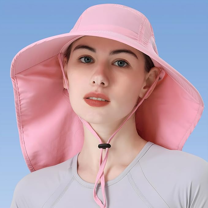 Womens Sun Hat UV Protection, Foldable Waterproof Wide Brim Bucket Hats - Image 2