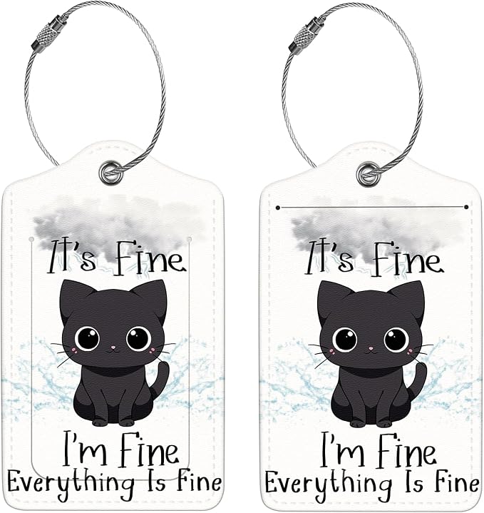 2 Pcs Luggage Tags for Suitcase, Cute Unique PU Leather Travel Bag Tag - Image 4