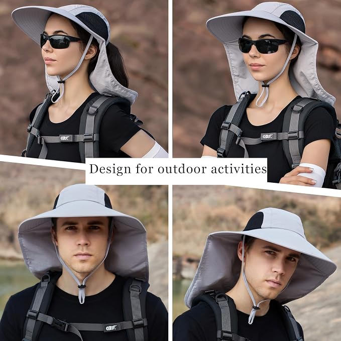 Sun Hat for Men Women with Neck Flap, UPF 50+ UV Protective Hiking Fishing Hats - Image 5