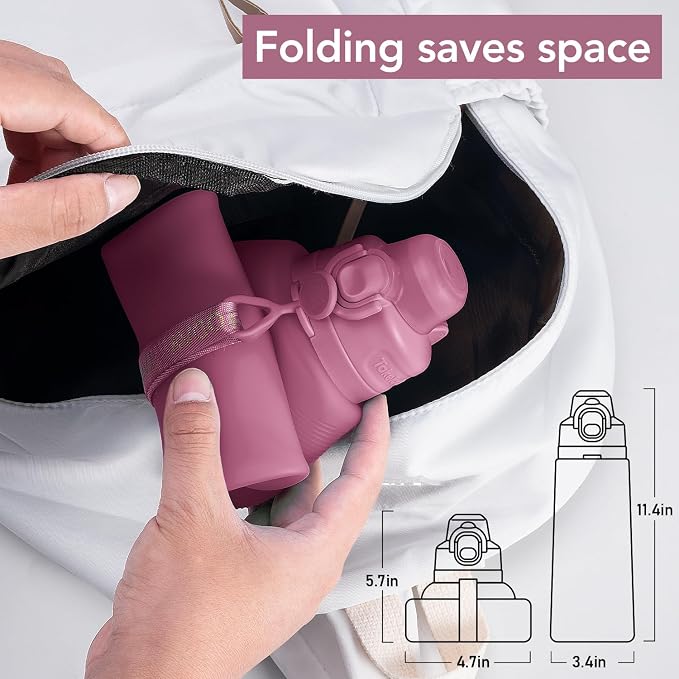 TakeToday Collapsible Water Bottles 32oz, Foldable Travel Water Bottle - Image 5