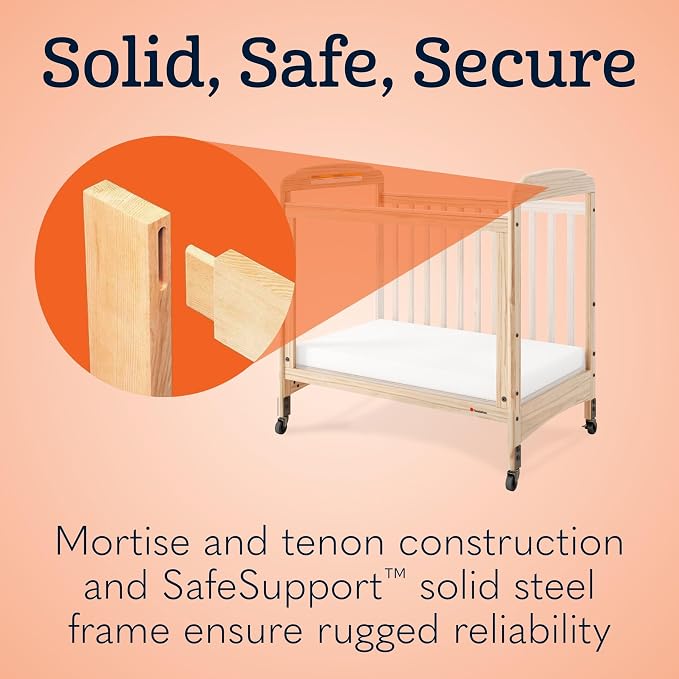 Foundations Serenity 3-Panel Clearview Compact Crib, Fixed-Side, Natural Wood - Image 4