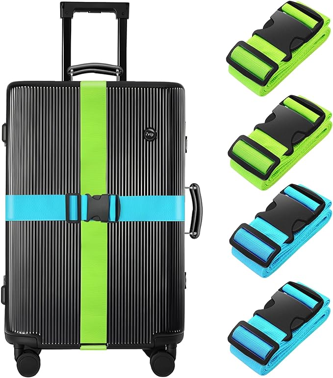 BILIONE 4 Pack Luggage Straps 79" Long Belts Keep Suitcase Secure While by BILIONE