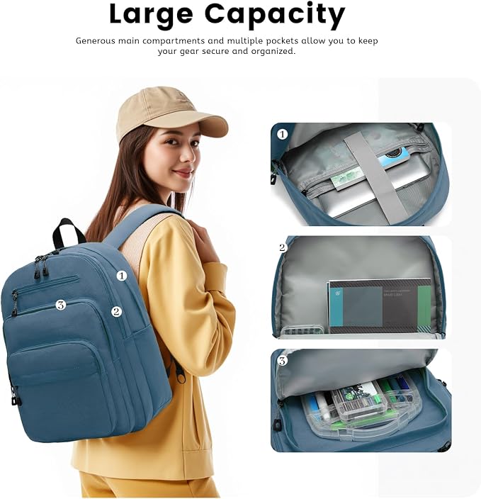 Lanola Basic Multi-Pocket Multipurpose Backpack Classical Water Resistant - Image 3