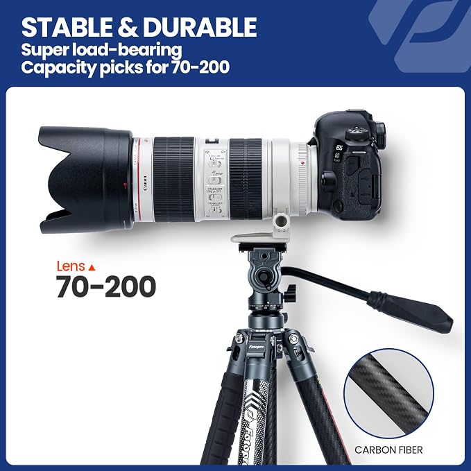 Fotopro Carbon Fiber Travel Tripod 2.2lbs Ultralight 64 Inch Portable Compact - Image 5