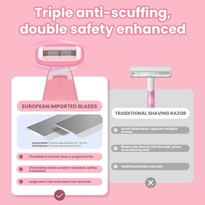 Women Razors moisturizing bar for Sensitive Skin, Travel Razors Shaving Kit - Image 8